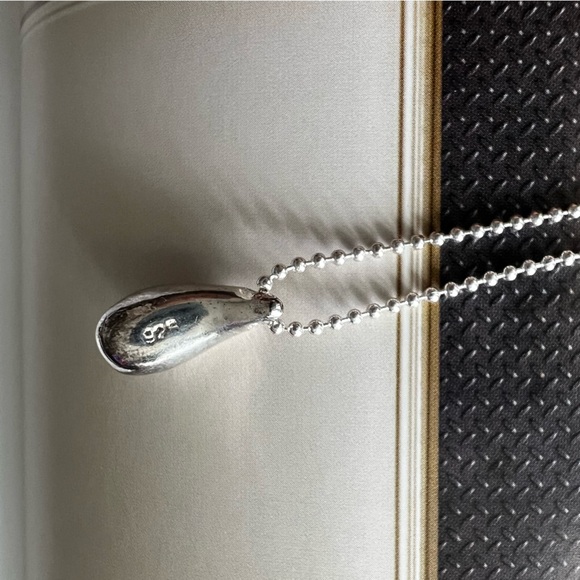 925 Sterling Silver Teardrop Ball Chain Necklace - Picture 4 of 7